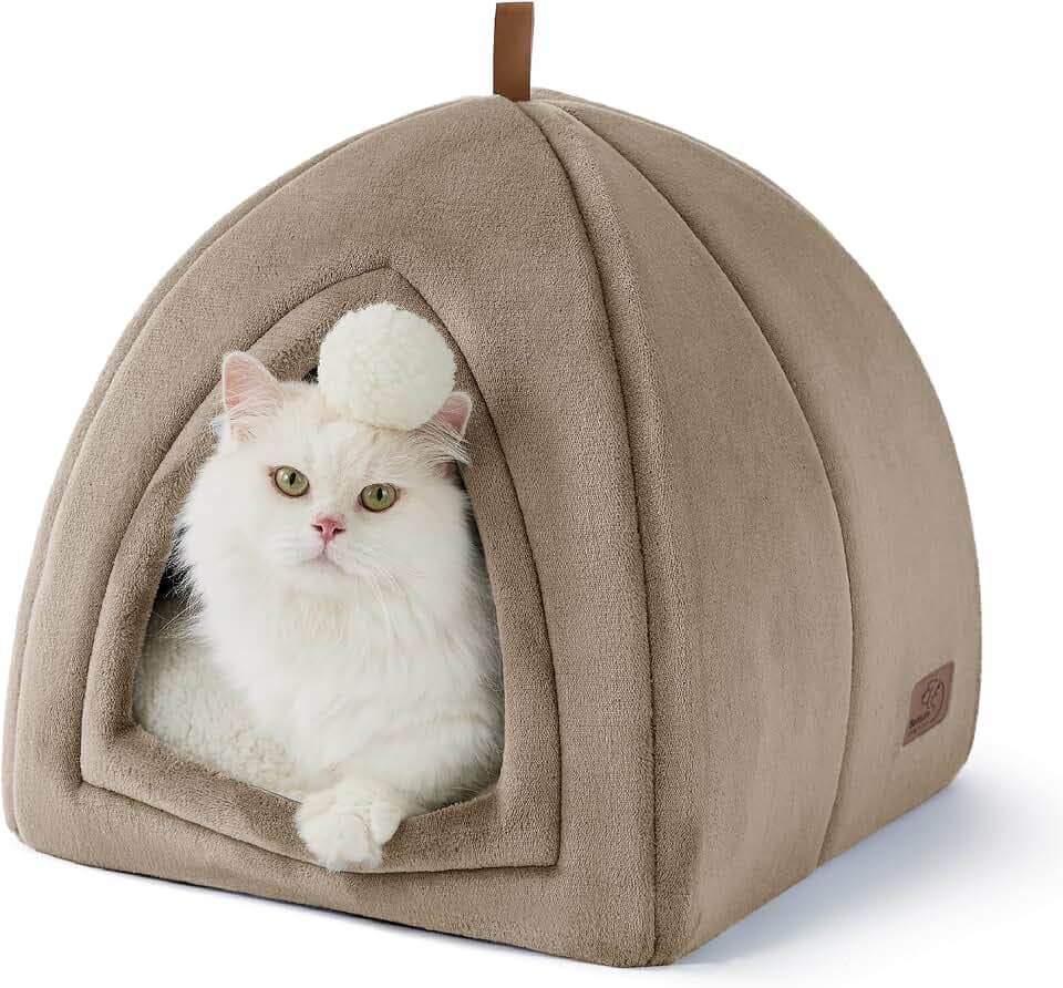 Bedsure Katzenhöhle große Katzen Kamel - Faltbare Katzenbett, 40x40cm