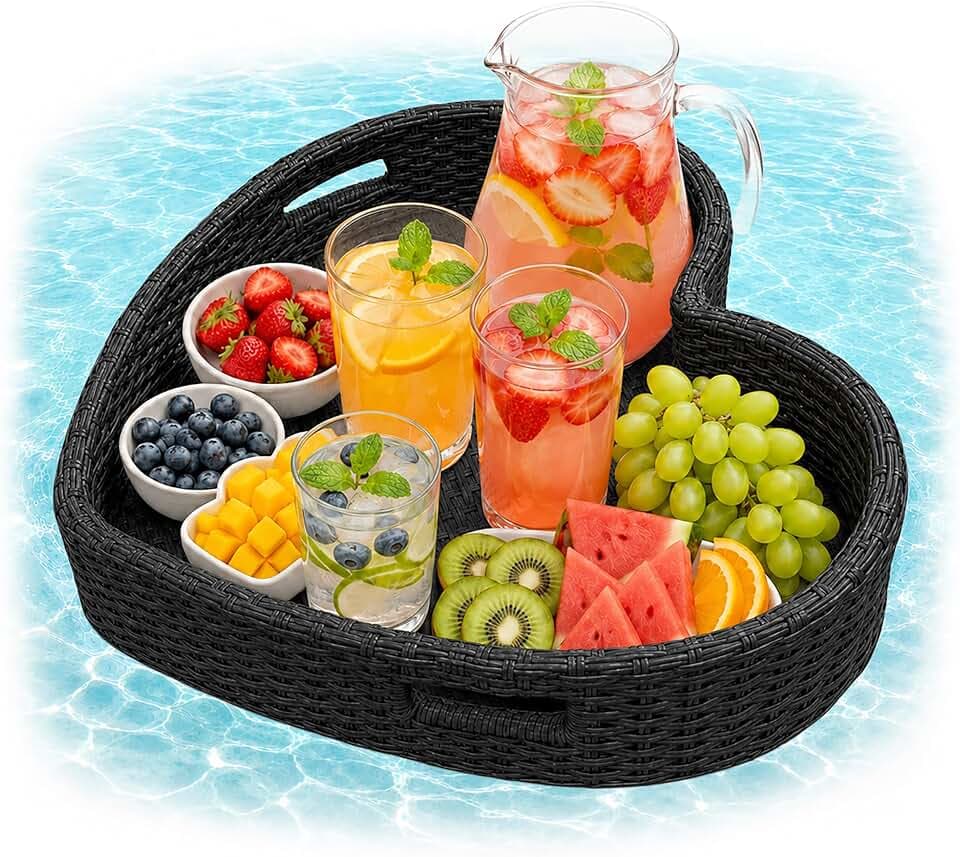 Relaxdays Schwimmendes Tablett Herz, schwarz