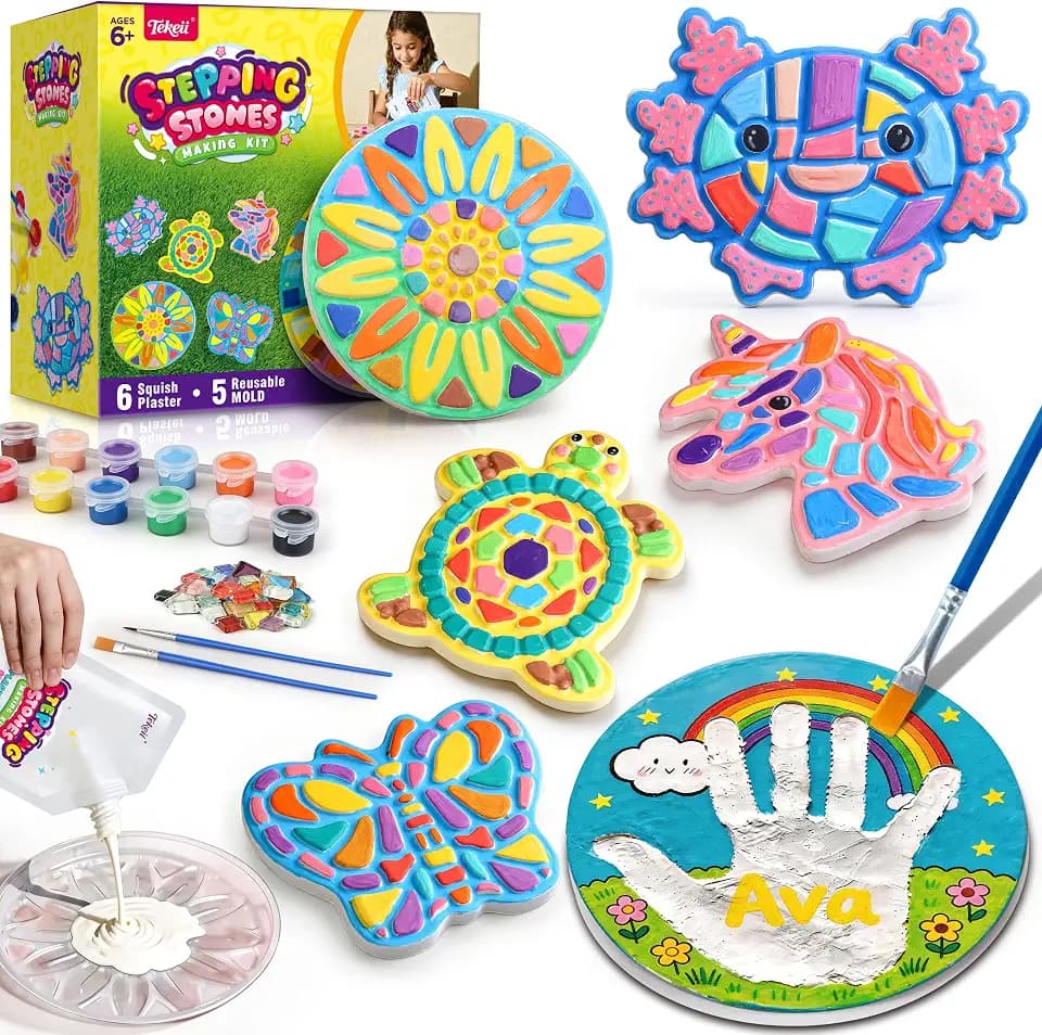 Tekeii Stepping Stone Kit for Kids – Mess-Free Mix-in-Bag Design