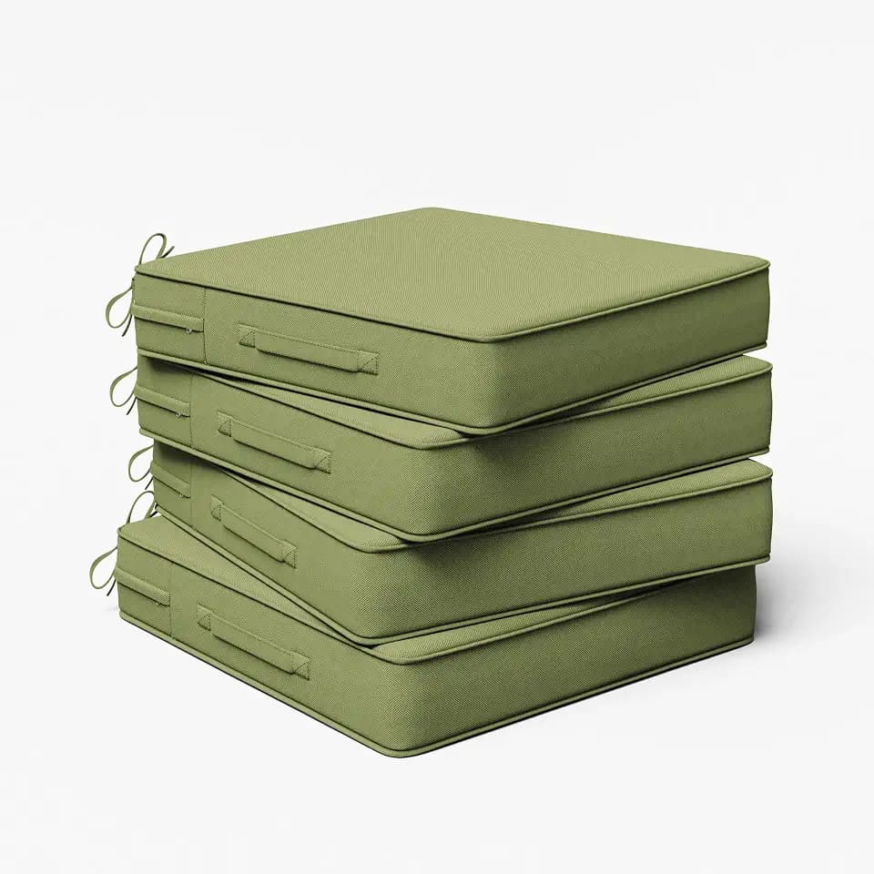 Outdoor Chair Cushions 22x22x4 Inch with Handles and Ties Cushion Set of 4