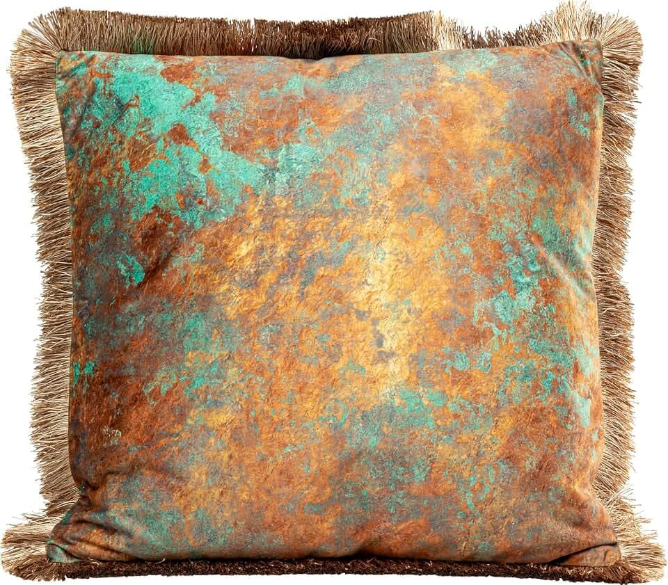 Kare Design Kissen Antique Fringe, Braun, 45x45cm