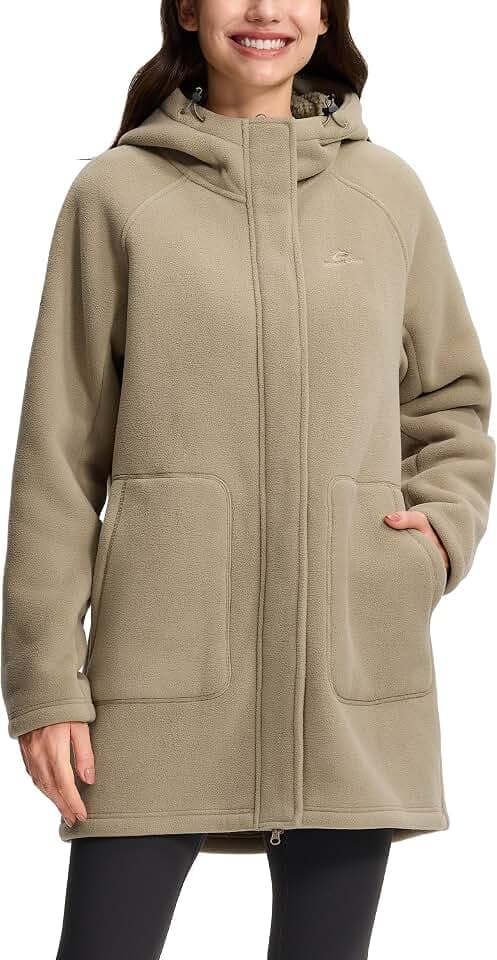 Pioneer Camp Fleecemantel Damen Winter Fleecejacke mit Kapuze Herbstjacke Winterjacke Warme Kapuzenpullover Damen-Jacken Zipper Hoodie Mantel Plüschjacke mit Taschen
