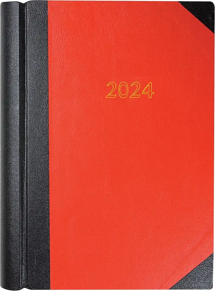 Collins Debden Standard Desk Terminplaner 2024, A4, zwei Seiten pro Tag, Business-Terminplaner und Organizer, Januar bis Dezember 2024, Tagesplaner, Rot, 42.15-24