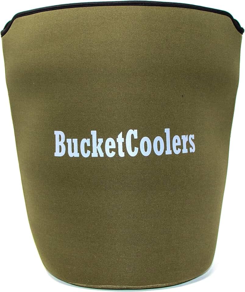 BucketCoolers 7mm Neoprene 5-Gallon Bucket Sleeve, Insulated Cooler Cover with Reinforced 8-Stitch Seams and Edge Guard for Fishing, Hunting and Camping (Olive)