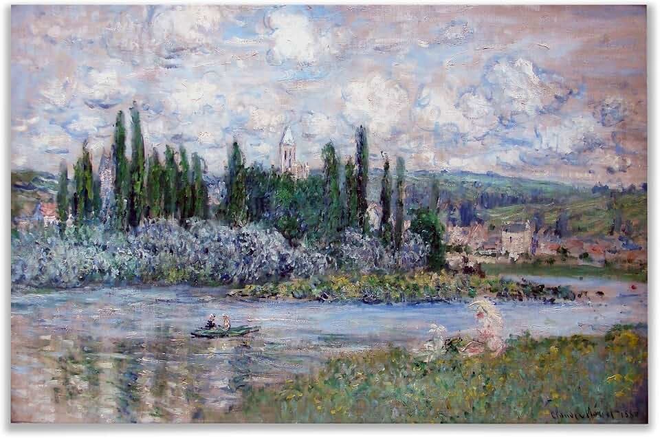 View of Vetheuil, 1880 I By Claude Monet Canvas Prints Wrapped Gallery Wall Art | Stretched and Framed Ready to Hang 24X32,