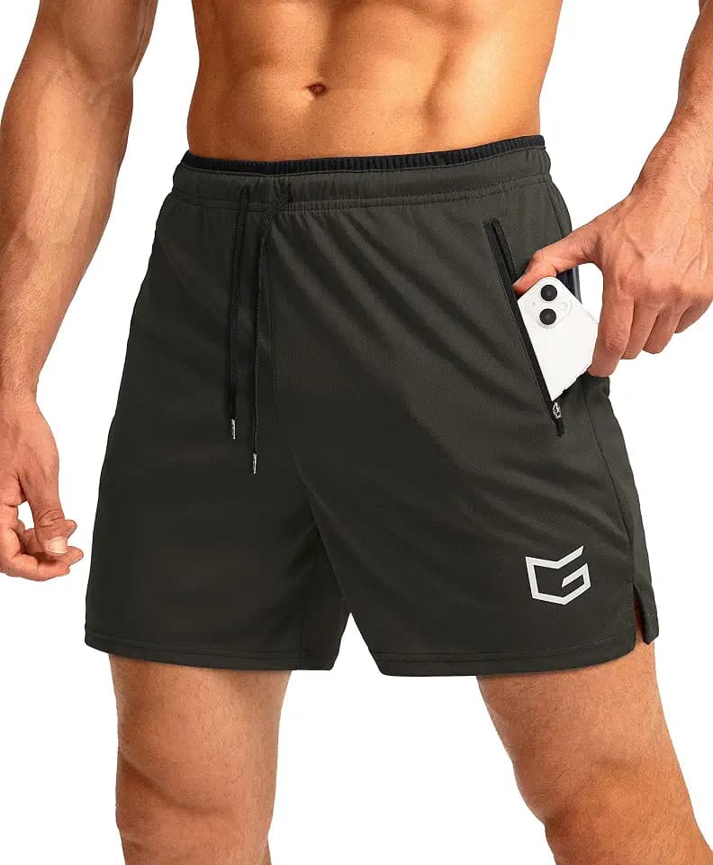 G Gradual Men's Gym Workout Shorts Zipper Pockets 5" / 7" Quick Dry Breathable Runing Athletic Short for Men