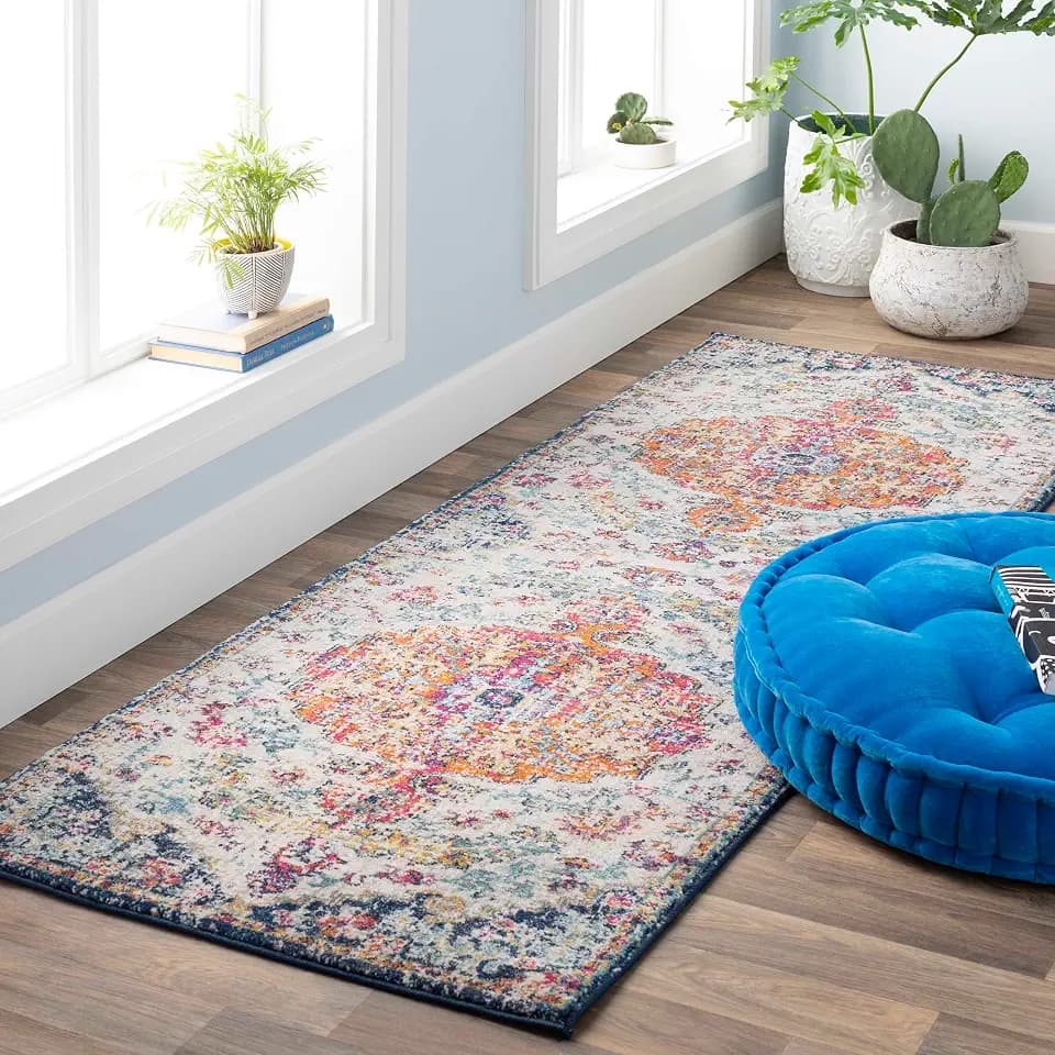 Livabliss Lou Asmara Vintage Teppich 80x220 cm – Blau, Orange