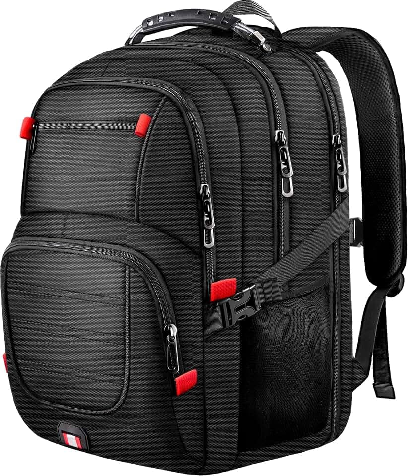 Large Travel Backpack for Men, 17.3" Laptop Backpack, Black