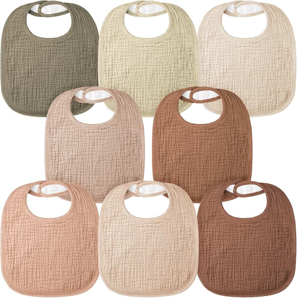 Bearmoss Baby Bibs for Drooling and Teething 100% Cotton Muslin Bibs