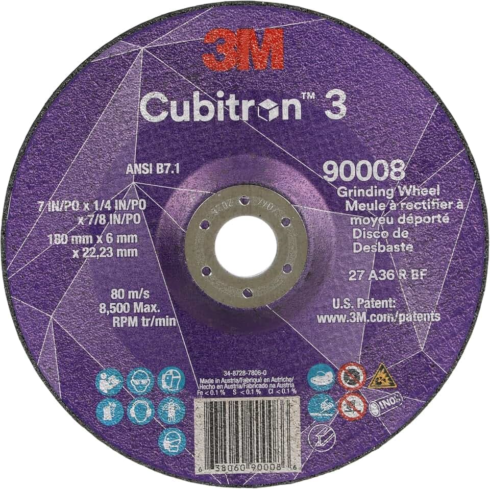3M Cubitron 3 Depressed Center Grinding Wheel,7 in x 1/4 in x 7/8 in