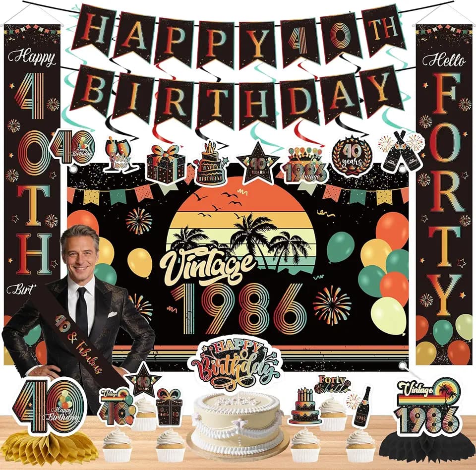 40th Birthday Decorations for Men Women