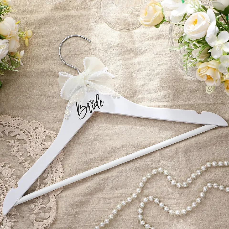 Yuntau Bride Hanger for Wedding Dress Wooden Mrs Hanger, White, Bride