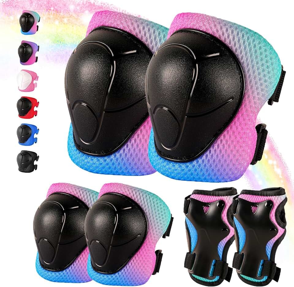 Knieschoner Kinder 3-14 Jahre,6-TLG.mit Ellbogen- und Handgelenkschutz passend für Jungen und Mädchen,Kinder Knieschoner Set für Inliner Skates Scooter Fahrrad Rollschuhe
