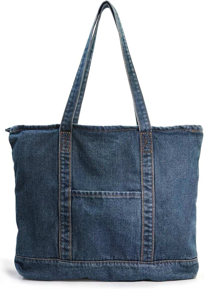 HOXIS Leichte, weiche Denim-Tragetasche, Unisex, Shopper, Schultertasche