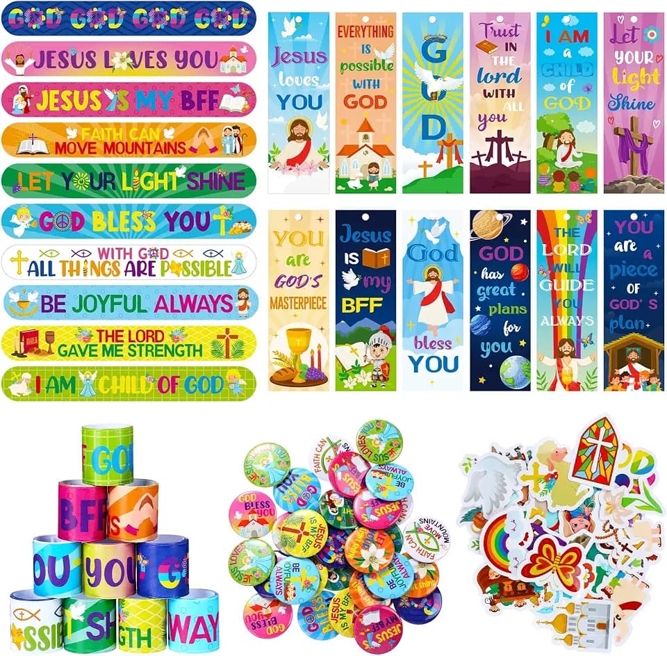 Frienda 170 Pcs Christian Party Favors Sunday School Classroom Gifts Prizes