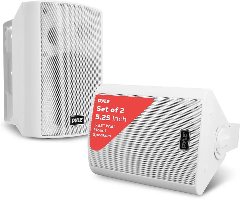Pyle 5.25" Wall Mount Bluetooth Speakers, Waterproof Indoor/Outdoor Speaker System, 240W Max, Marine Grade, Wireless Music Streaming, Full Range Stereo, Suitable for Patio, Poolside, Home (White Pair)