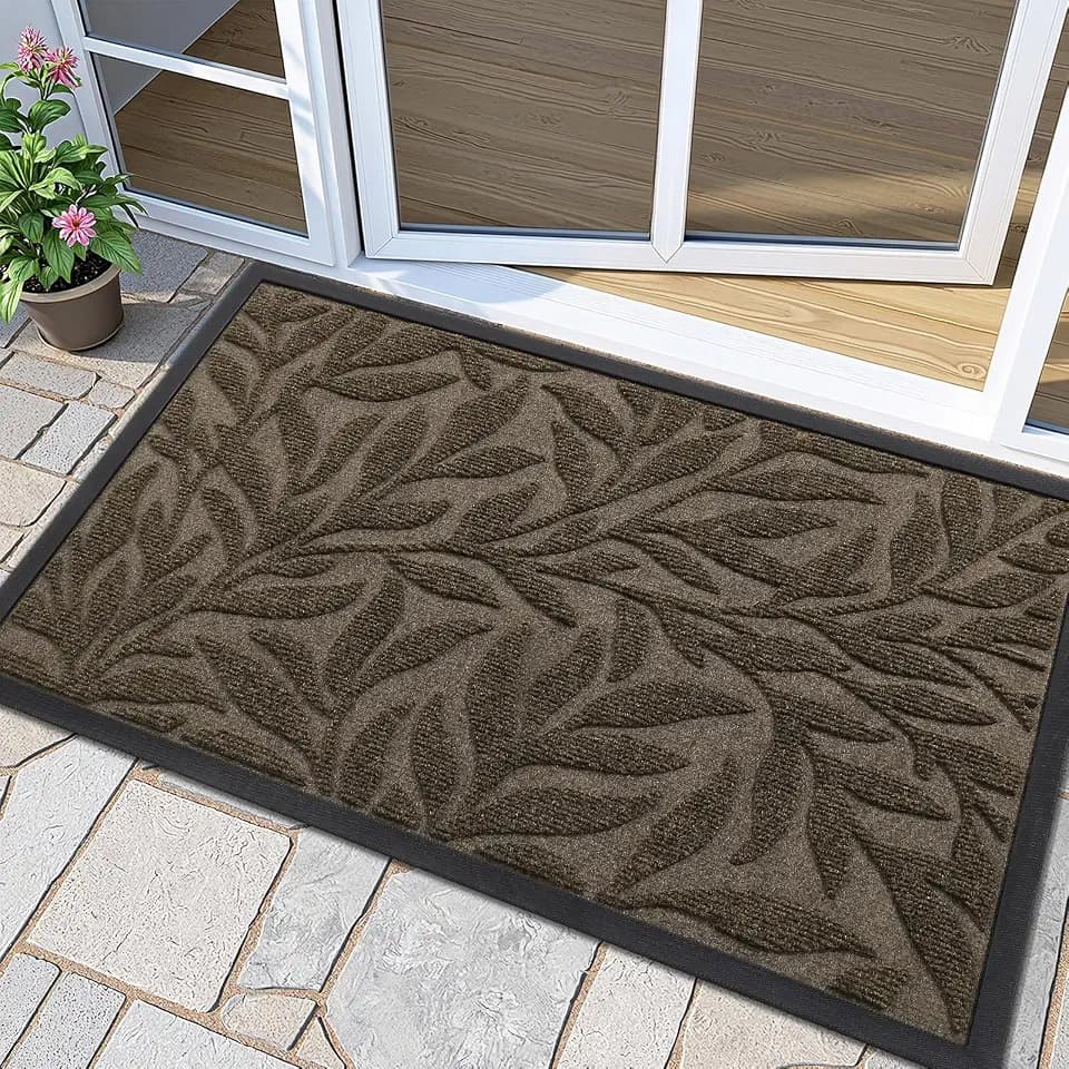 Smiry Leaf Front Door Mat for Outdoor Indoor 47x17, All-Season Doormat