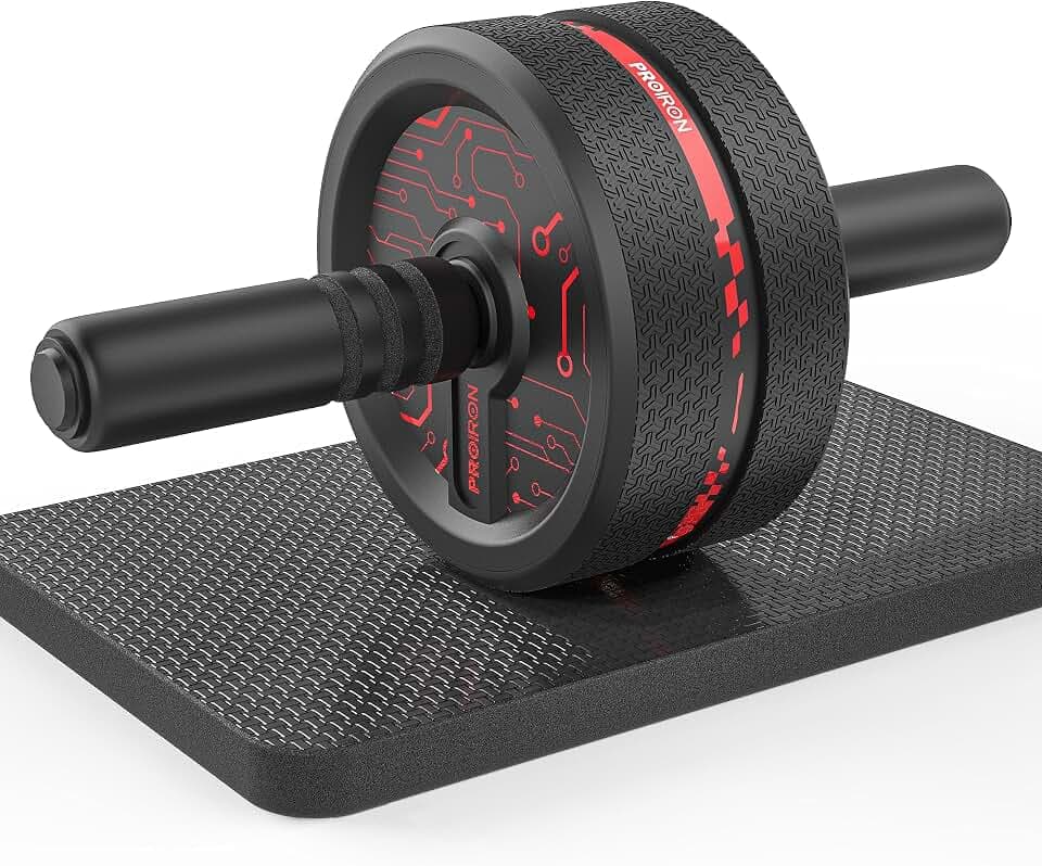 PROIRON Bauchroller, Bauchtrainer ab Roller, Bauchmuskeltrainer ab Wheel Set mit Kniematte, Bauchmuskeltraining Kits für Männer und Frauen, Abdominal Roller für Bauchübungen & Bauchtraining-schwarz