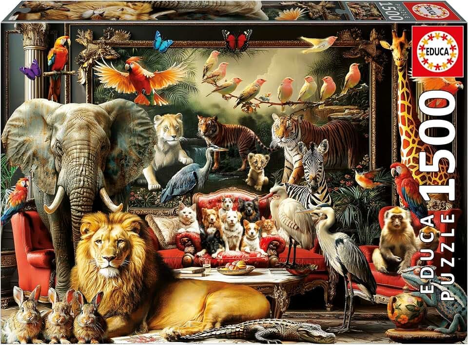 Educa - 1500 Teile Puzzle für Erwachsene | Die Tiervilla. Inklusive Fix Puzzle-Kleber. Maße: 85 x 60 cm. Ab 14 Jahren (20245)