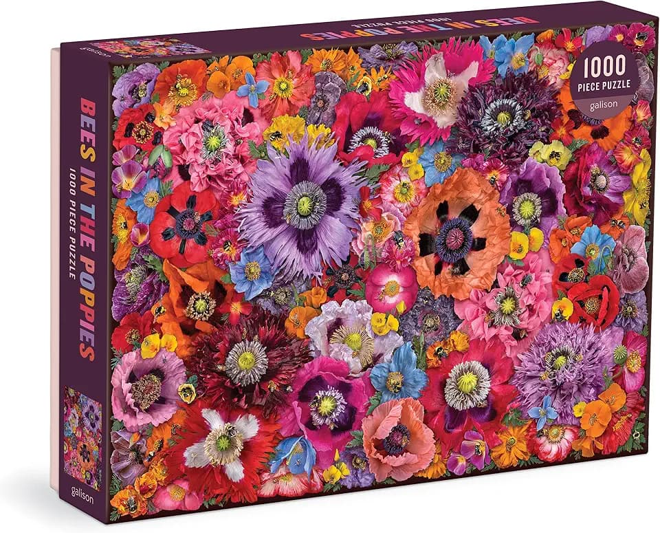 Galison - Bees in the Poppies 1000 Piece Jigsaw Puzzle for Adults