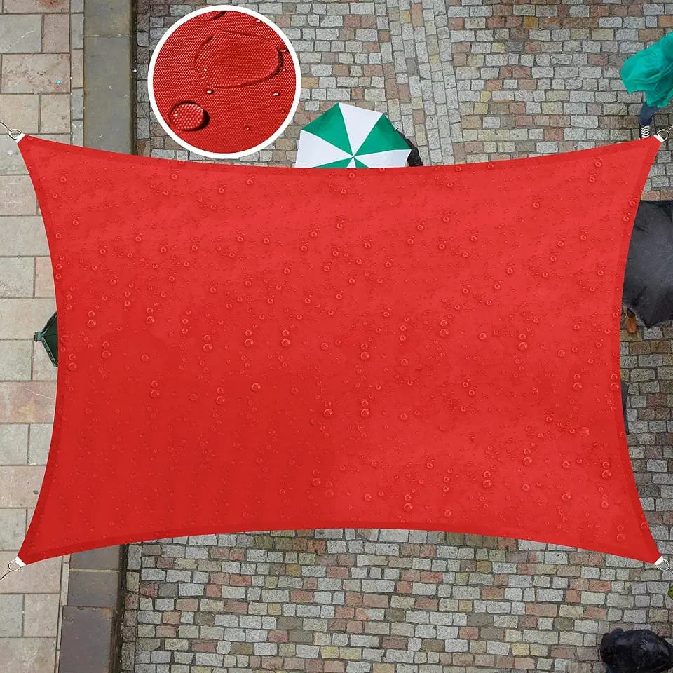 ColourTree 9.5' x 9.5' Rectangle Waterproof Red Shade Sail 98% UV Block