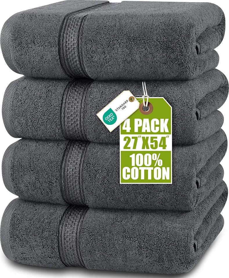 Utopia Towels 4er-Pack Badetücher Set, 69 x 137 cm, Grau