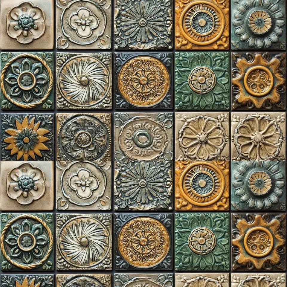 Peel and Stick Wallpaper, Vintage Embossed Floral Tile Pattern, 236in x 17.7in, Waterproof Vinyl, Removable Reusable, Eco-Friendly, for Bedroom Living Room Rental Apartment