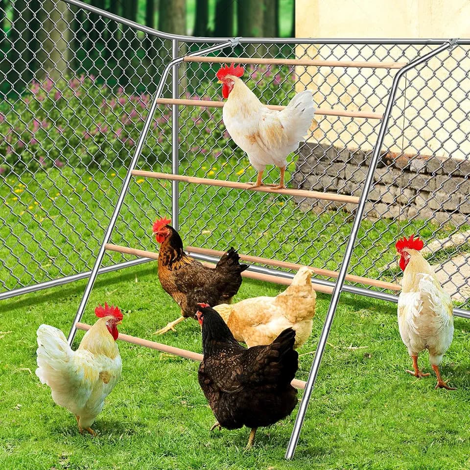 Large Chicken Roosting Bars with Swing (74.4"), Sturdy Metal Chicken Perch for Coop, Heavy Duty Jungle Gym Ladder for Hens, Entertainment Accessories & Toys for Backyard Poultry, Easy to Clean