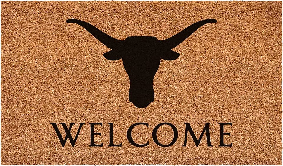 Calloway Mills Longhorn Welcome Doormat, (Tan/Black, 17" x 29" x 0.60")