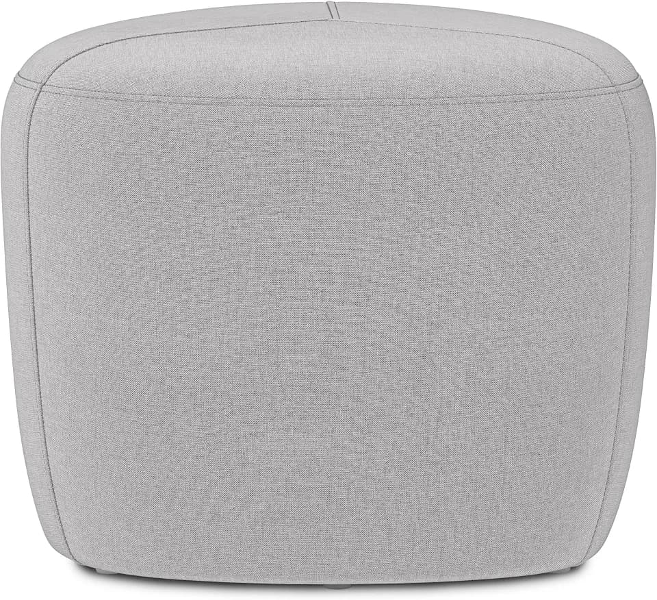 SIMPLIHOME Moore 18 inch Wide Contemporary Irregular Small Ottoman in Light Grey Linen Look Fabric, Fully Assembled, for the Living Room and Bedroom