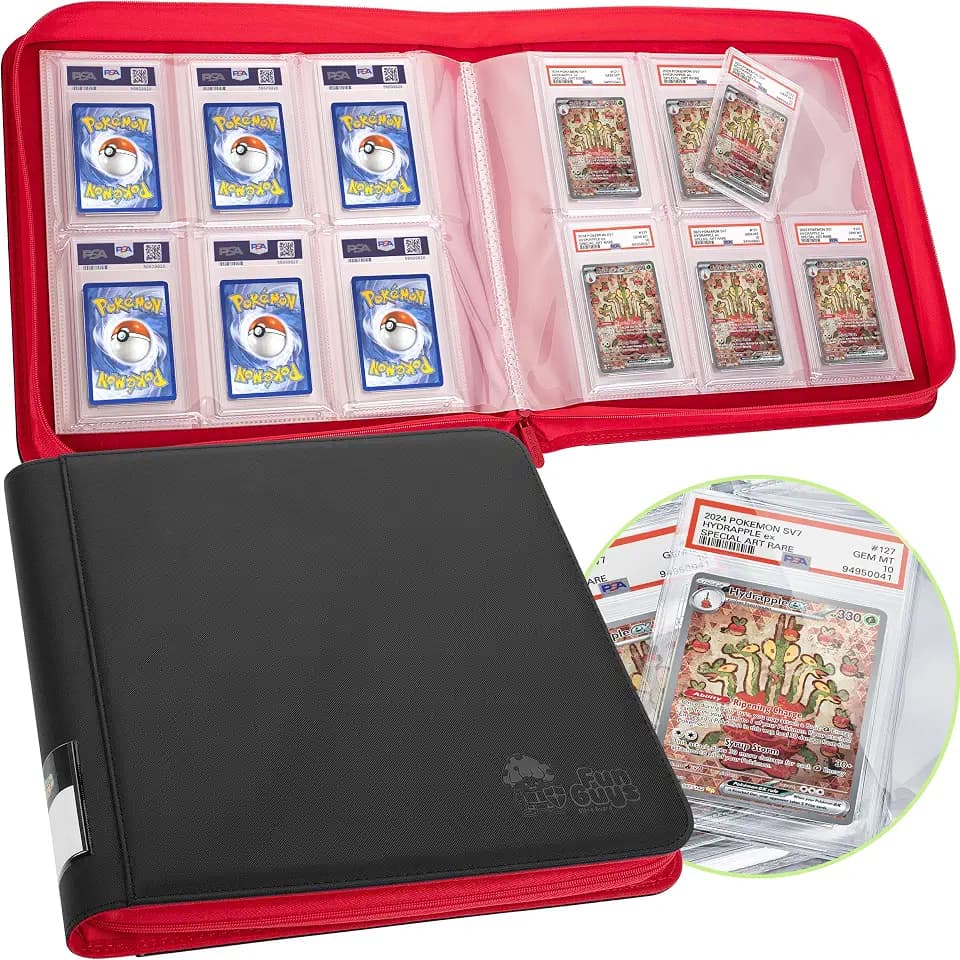FunGuys Sortierkartenordner - 60 PSA-Plattenhalter, 6 Kartenfächer, Sammelalbum für PSA-Kartensammlung, Yugioh und MTG Ordner