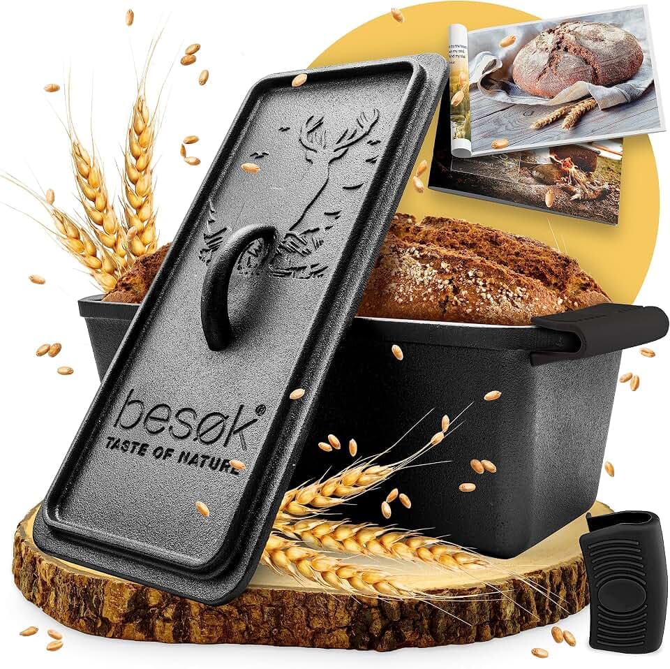 besøk Gusseisen Brotbackform mit Deckel für rechteckige Brote & Sauerteig