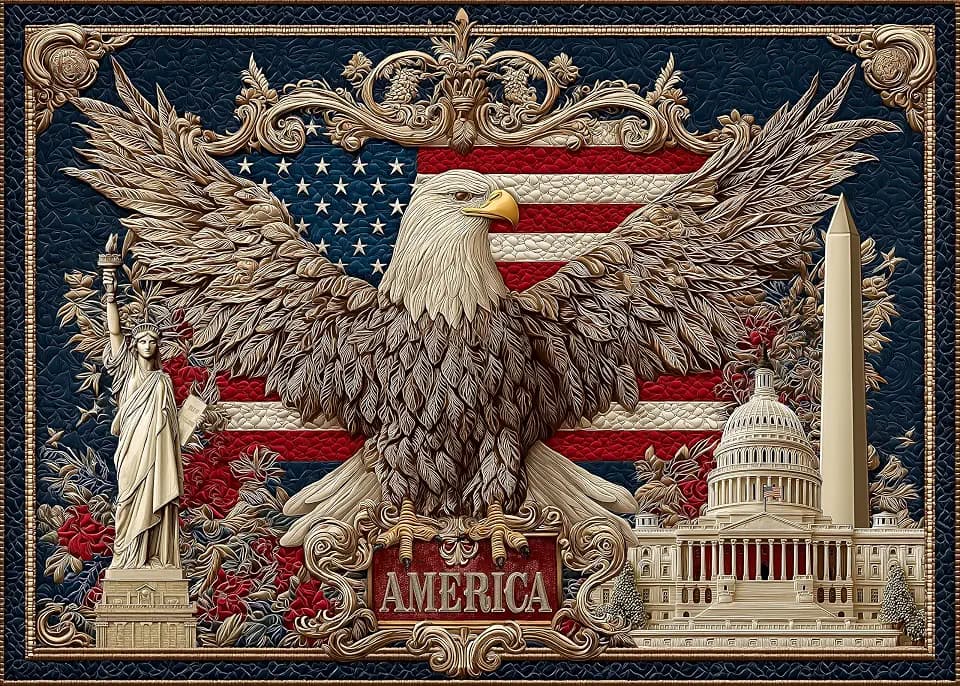 PICKFORU American Eagle Glory Jigsaw Puzzle 1000 Pieces, 250th Anniversary Puzzle Patriotic Puzzle with Bald Eagle American Flag, Statue of Liberty, Vintage United States Puzzles for Adults