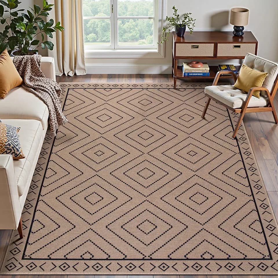 Tangsoo Easy Jute Rug 4x6 for Paito, Washable Non-Slip Living Room Rugs