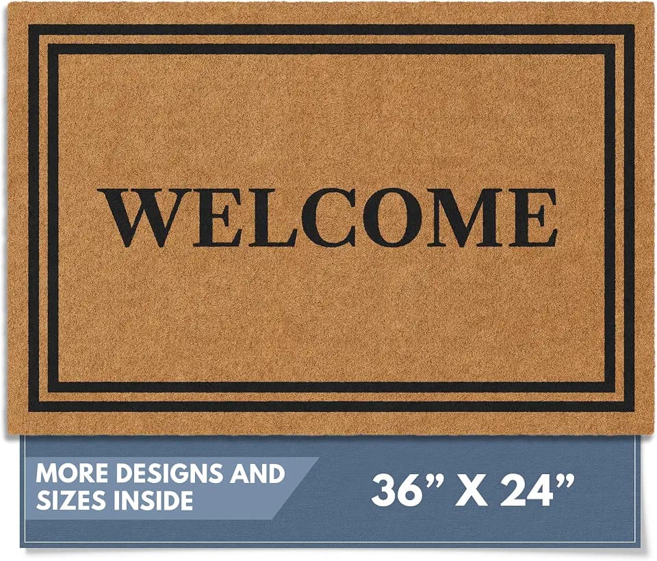 Barnyard Designs Natural Coco Coir Non-Slip Doormat (24x36, Welcome)