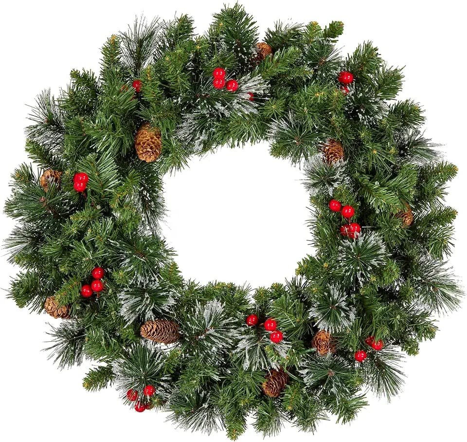 National Tree Company 24in Pre-Lit Crestwood Spruce Christmas Wreath