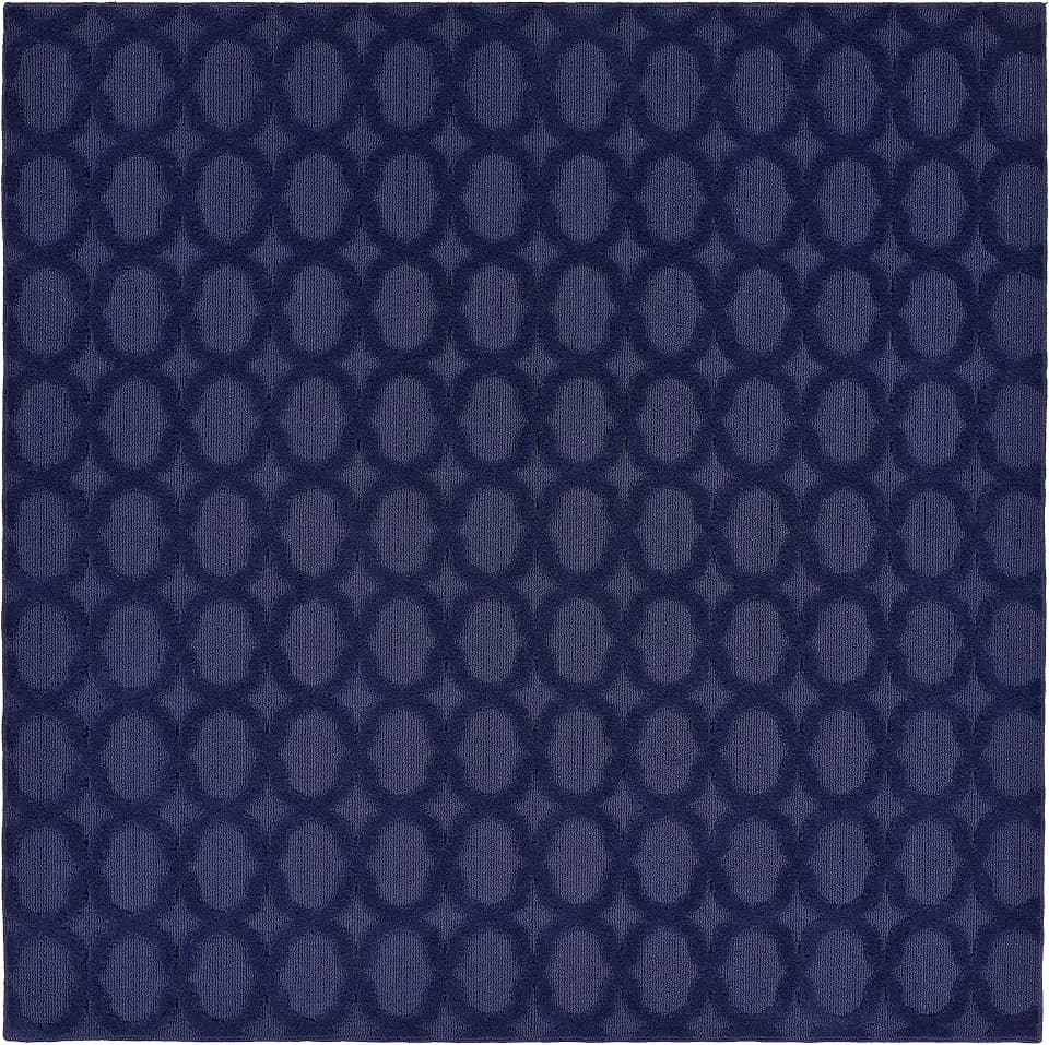 Garland Rug Garden Trellis 6 ft. x 6 ft. Square Indoor/Outdoor Area Rug Outdoor Waterproof Rug for Patio, Camping Rugs, RV, Porch, Deck, Camper, Balcony, Backyard for High-Traffic Areas, Navy Blue