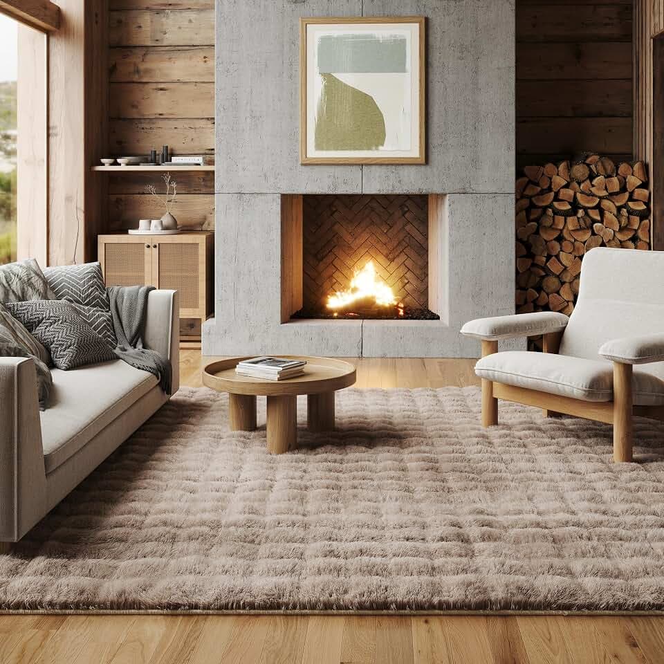 nuLOOM Jeni Taupe Checkered Washable Area Rug, 5' x 8'