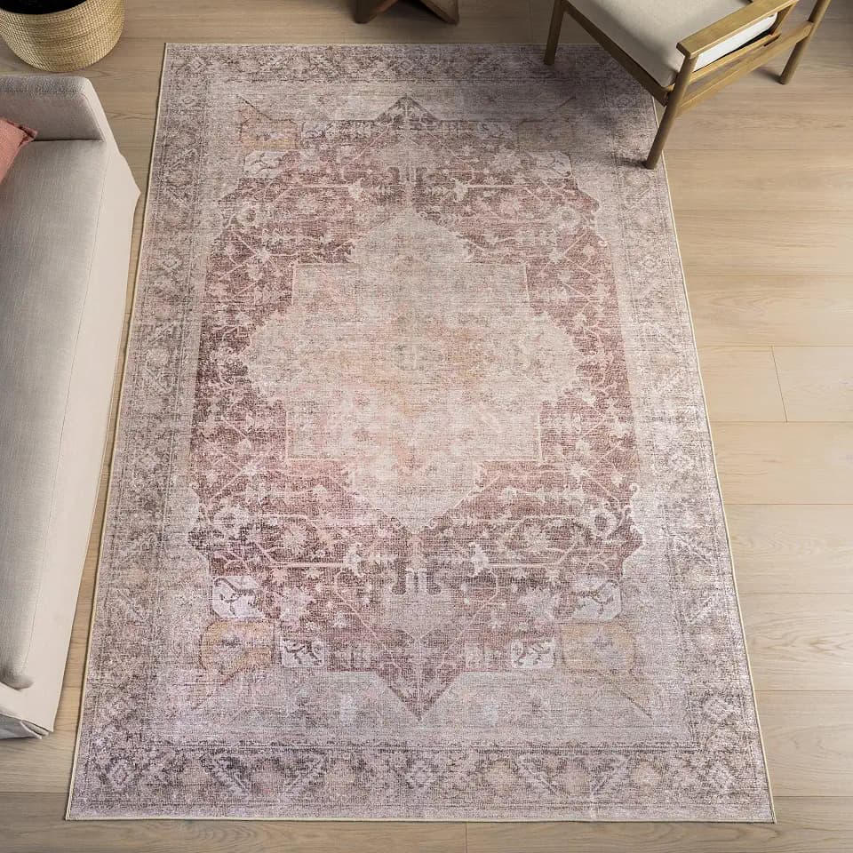 nuLOOM Rora Pale Pink Medallion Washable Runner Rug, 2' x 12'