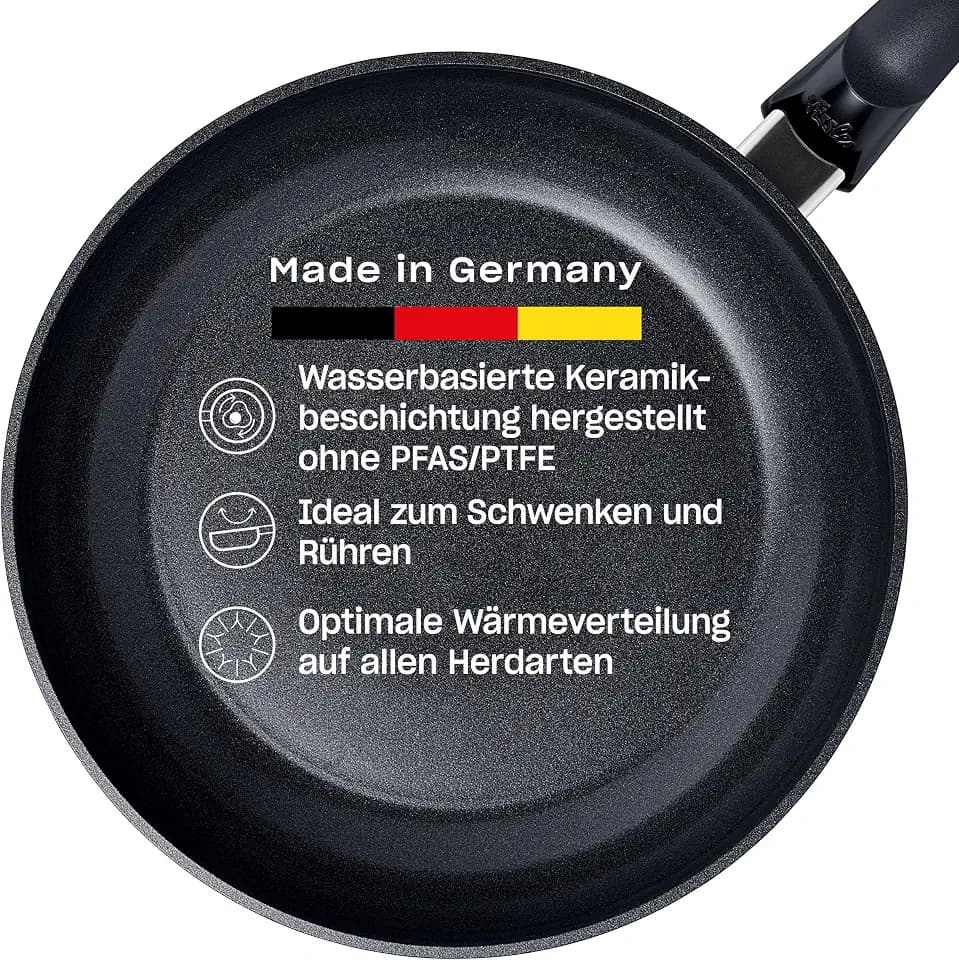 Fissler Ceratal Classic Pfanne (Ø 24 cm, Orbit Black) – Keramikpfanne hergestellt ohne PFAS/PTFE, antihaftend, Aluminium, ergonomischer Griff, induktionsgeeignet, Made in Germany