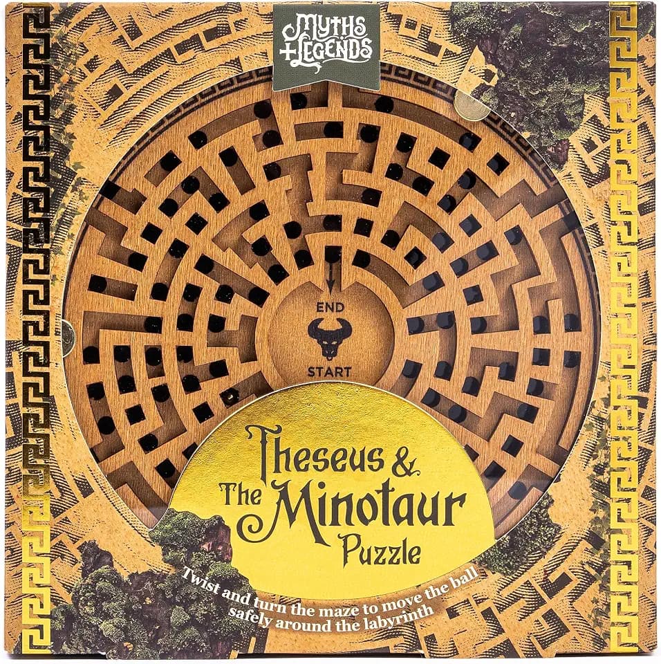Professor Puzzle Theseus & Minotaur 3D Wooden Maze Brainteaser Ball Puzzle