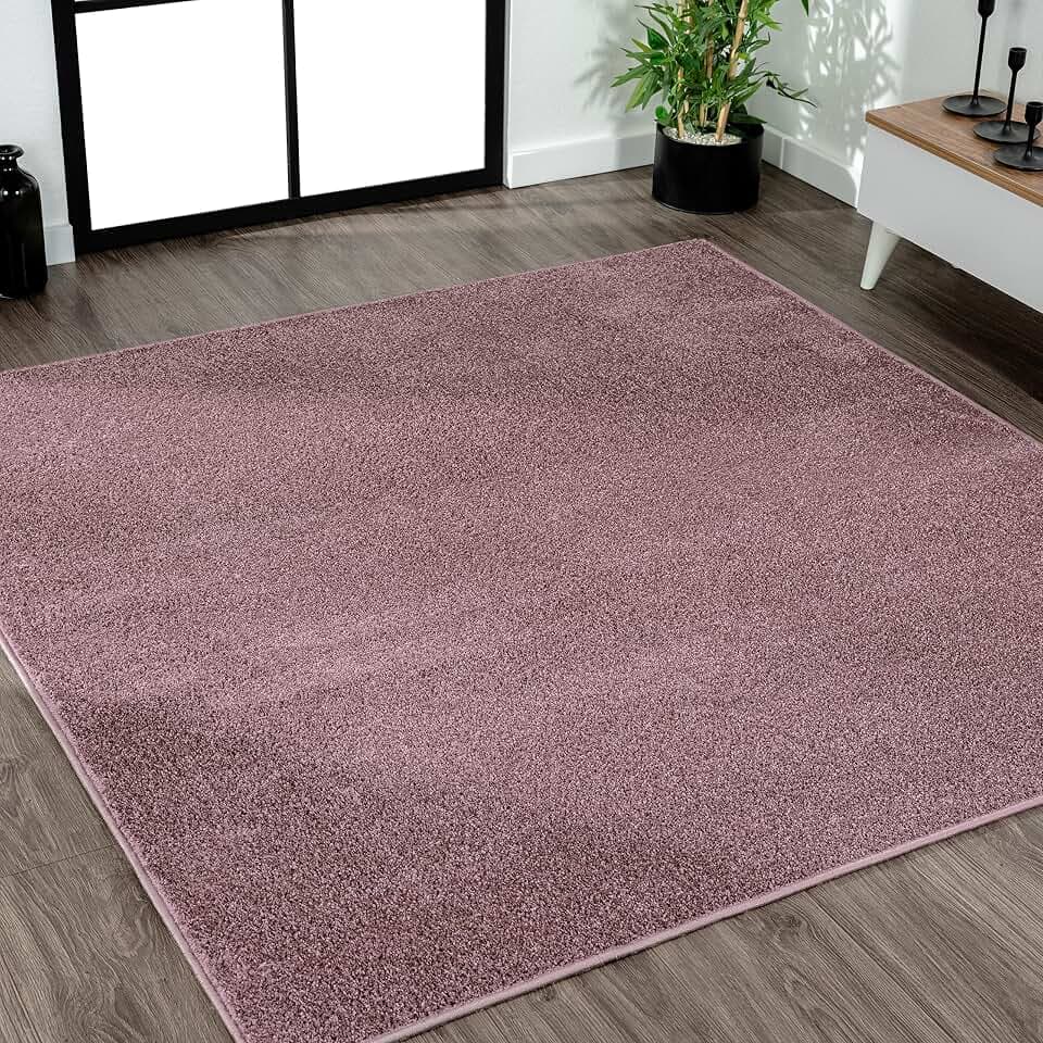 JONATHAN Y Haze Solid Low-Pile Light Purple 7x7 Square Indoor Area Rug, Coastal,Bohemian,Minimalist,Classic, Easy-Cleaning for Living Room,Bedroom,Kitchen,Pet Friendly,Non-Shedding (SEU100R-7SQ)