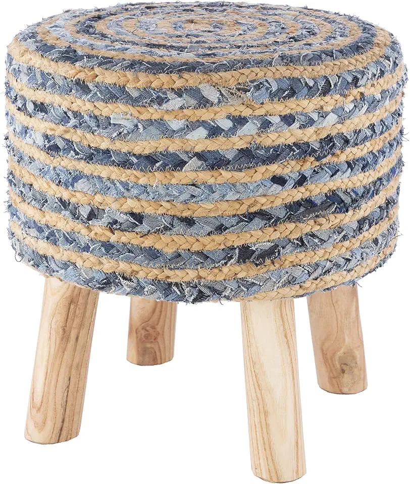 Livabliss Tama Bohemian Jute Decorative Foot Stool 16" H x 16" W x 16" D,16"H x 16"W x 16"D,Tan