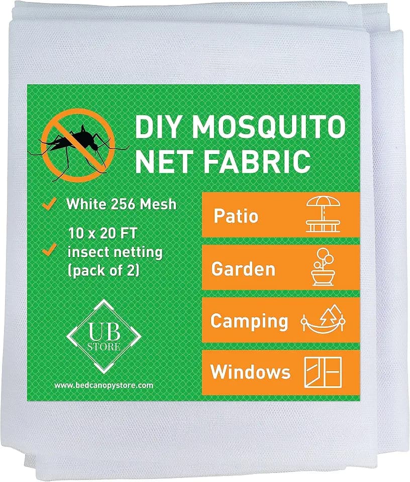 Weißes Moskitonetz 3x6 Meter Netz, 2er Pack, Mückennetz Terrasse & Outdoor