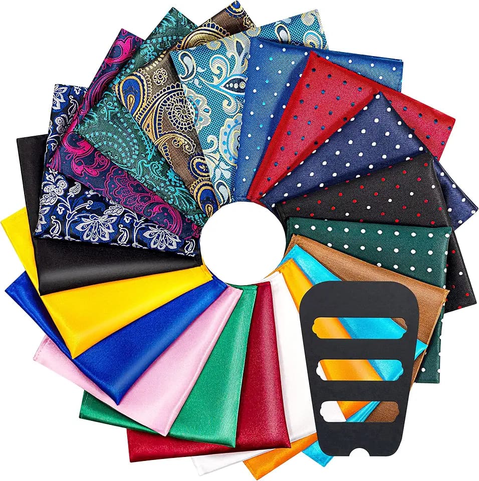 ekSel Einstecktuch-Sets und Einstecktuchhalter für Herren, verschiedene Farben, gepunktet, Paisleymuster, einfarbig, perfektes Geschenk