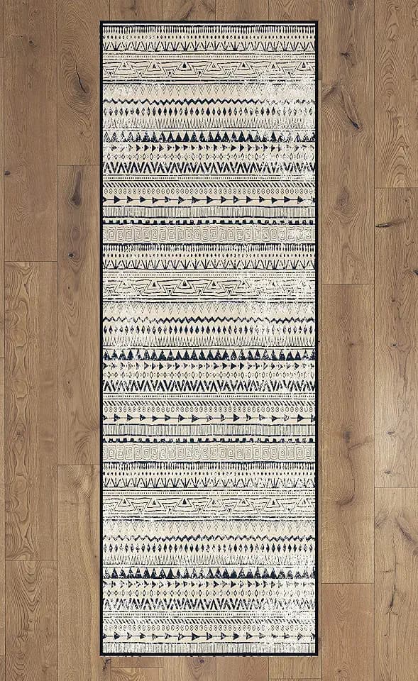 DEERLUX Boho Living Room Area Rug with Nonslip Backing, Bohemian Tribal Print Pattern, 2.5 x 6.5 Ft Runner