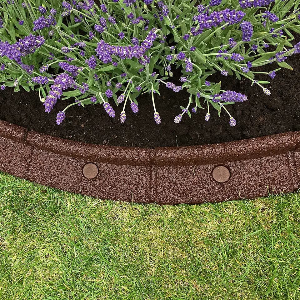 EcoShape FlexiBorder 2m Braun Flexibel Rasenkante Gummi | 2 x 1m Längen | Erhältlich in 6 Farben | Erhältlich in Packungen zu 2 m, 4 m und 6 m | Beeteinfassung für Rasenflächen | Wege Kunstrasen