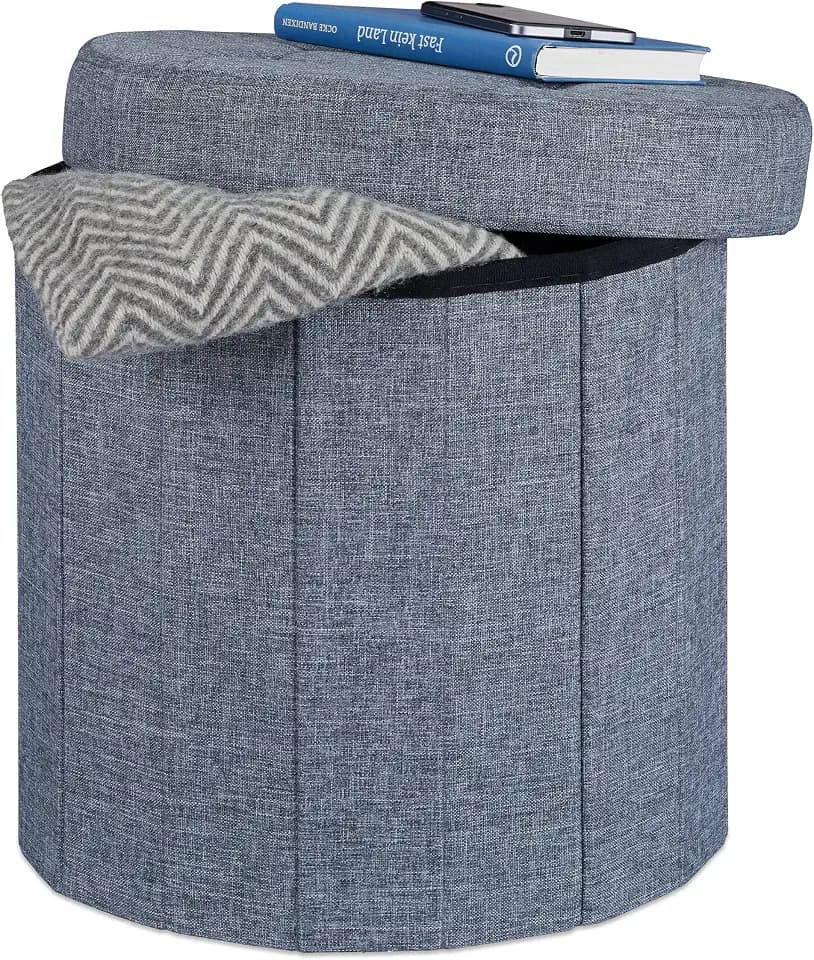 Relaxdays Sitzhocker mit Stauraum Größe M, Fußhocker mit Deckel, Polsterhocker zur Aufbewahrung, 38x38x38 cm, dunkelgrau