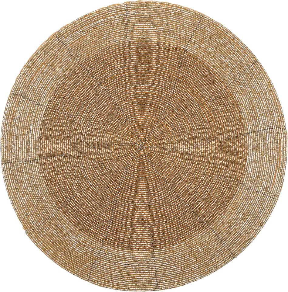 Beaded placemats for Dining Table Dia 13" Gold Tonal Set of 4