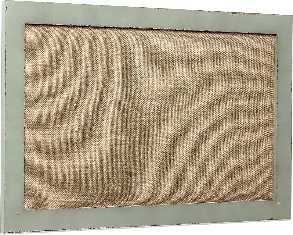 SOFE 18x29 Linen Bulletin Board, Rustic Wood Frame Decor
